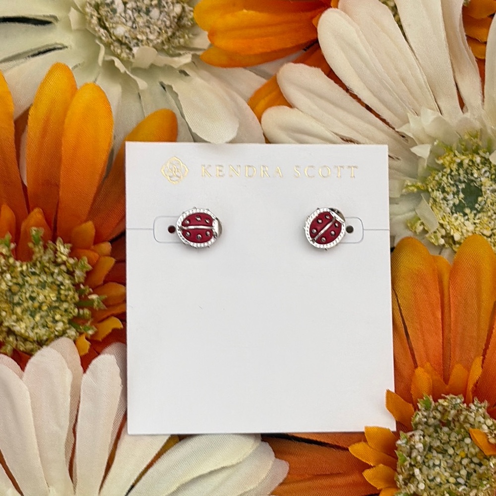 Kendra Scott Lady Bug Earrings Rhodium